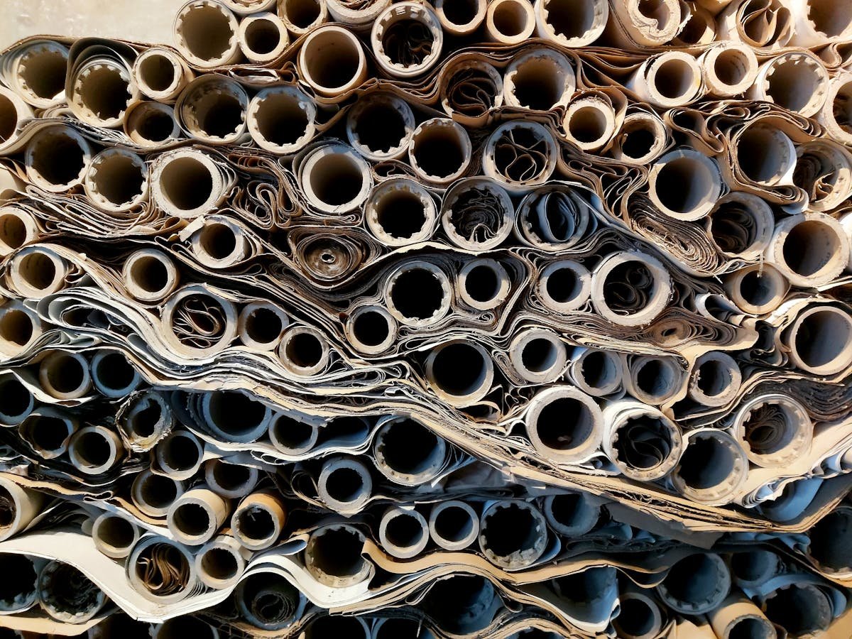 Kraft paper rolls stacked industrial